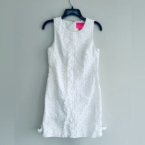 Lilly Pulitzer Melani Shift Dress In Resort White Oval Flower Petal Eyelet, 2